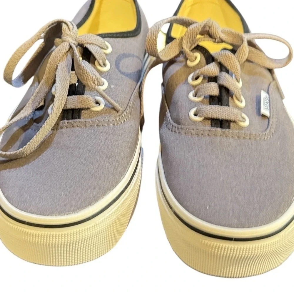Vans Authentic Customs Grey Canvas Low Top Skate Shoes Sneakers Men 7 Women 8.5